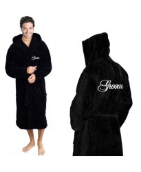 A Embroidery on Front and BACK HOODED TERRY Robe